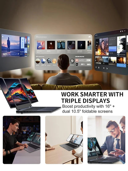 BYONE BAX16 Triple Screen Laptop — 16"+Dual 10.5", Intel i5-12450H, 64GB RAM, 4TB SSD
