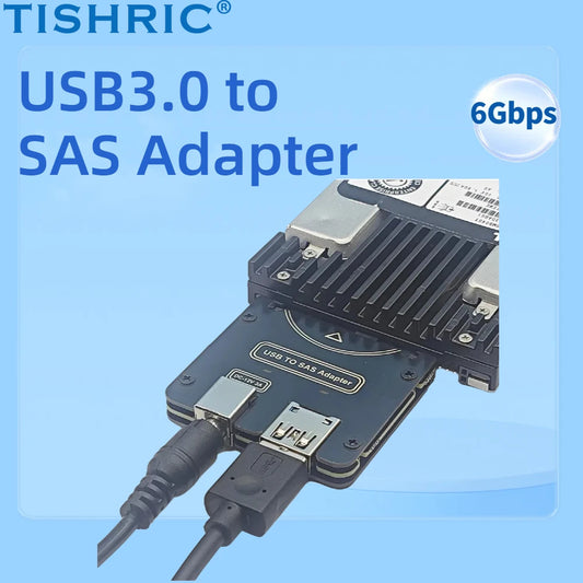 TISHRIC SAS 29-Pin SFF-8482 to USB 3.0 Adapter – 6Gbps HDD RAID with Power Port