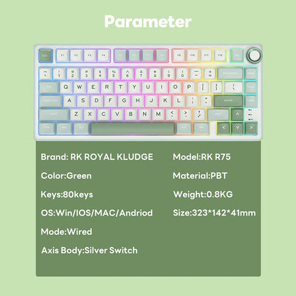 Royal Kludge RK R75 Brazilian Gasket Mechanical Keyboard – 80-Key, Hot-Swap, RGB, MDA PBT Keycaps