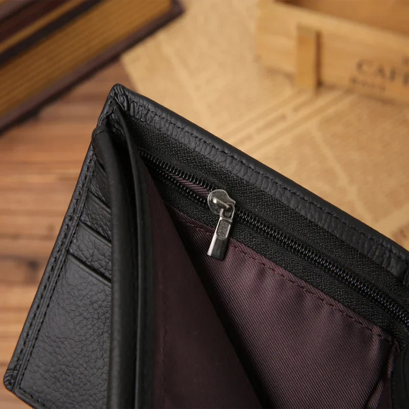 Genuine Cowhide Leather Men's Wallet – Short Bifold