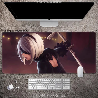 NieR Automata ARPG Leather Mouse Pad – Waterproof PU Leather, Keyboard Table Mat, E-Sports Gaming