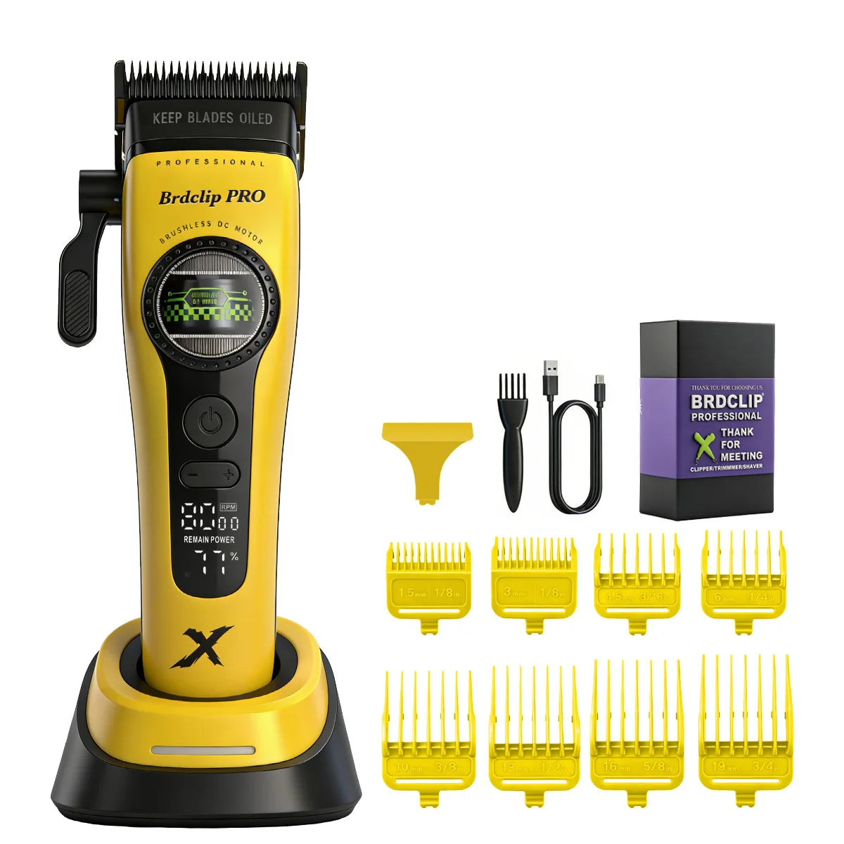 BRDCLIP 898C Professional Hair Clipper – 8000 RPM, DLC Blade, 160min Runtime, Barber & Home Use