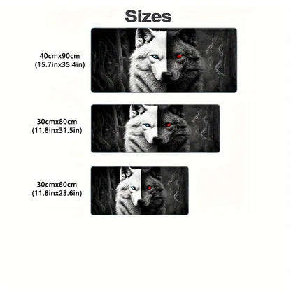 Large Gaming Mouse Pad Black and White Wolf King Design Non-Slip Base Heavy Duty for Desktop Laptop desk pad office accessories