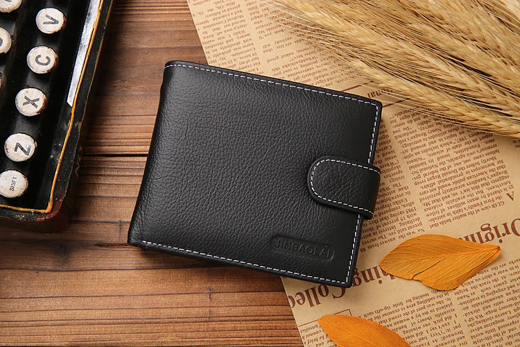 Genuine Cowhide Leather Men's Wallet – Short Bifold