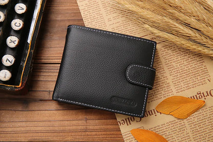 Genuine Cowhide Leather Men's Wallet – Short Bifold