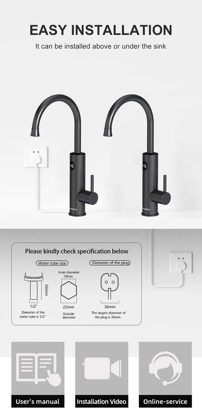Briwellna 2-in-1 Instant Electric Water Heater Faucet | 3300W | 220V | Kitchen & Bathroom | CE Certified | EU Plug