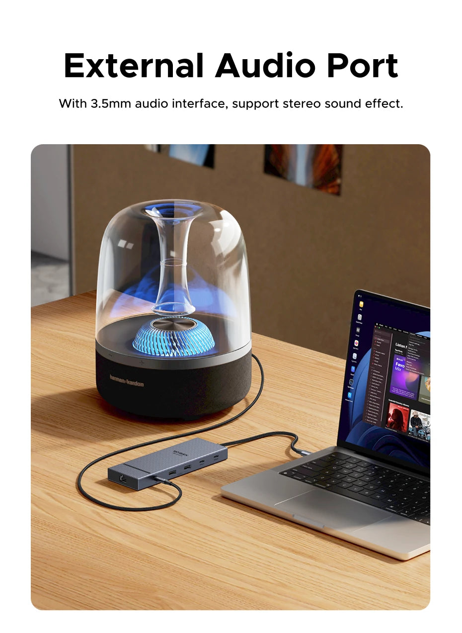 UGREEN USB-C Hub – Up to 12-in-1, 4K120Hz DP, 2xHDMI, RJ45, USB3.2 Gen2 10Gbps