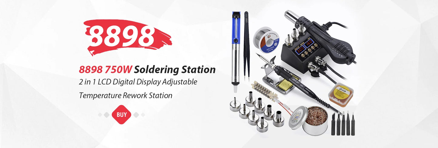 2-in-1 750W Soldering & Rework Station – LCD Digital Display