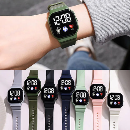 Kids LED digital sports watch with football design, silicone strap, suitable for boys and girls by R.E.D. Shopping
