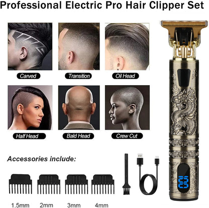 R.E.D. Shopping T9 LCD electric hair clipper with oil head precision trimmer for men, featuring LCD display and adjustable blades