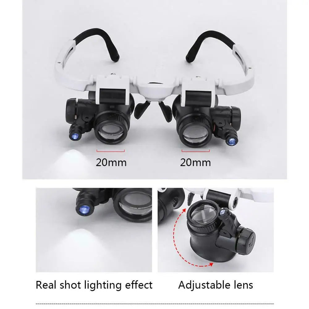 8X 15X 23X Adjustable Dual Lens Jeweler Loupe – Crystal Acrylic Eye Magnifier