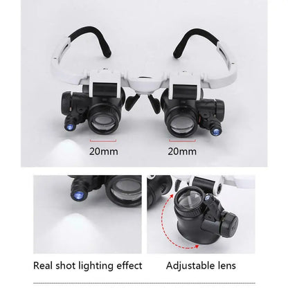 8X 15X 23X Adjustable Dual Lens Jeweler Loupe – Crystal Acrylic Eye Magnifier