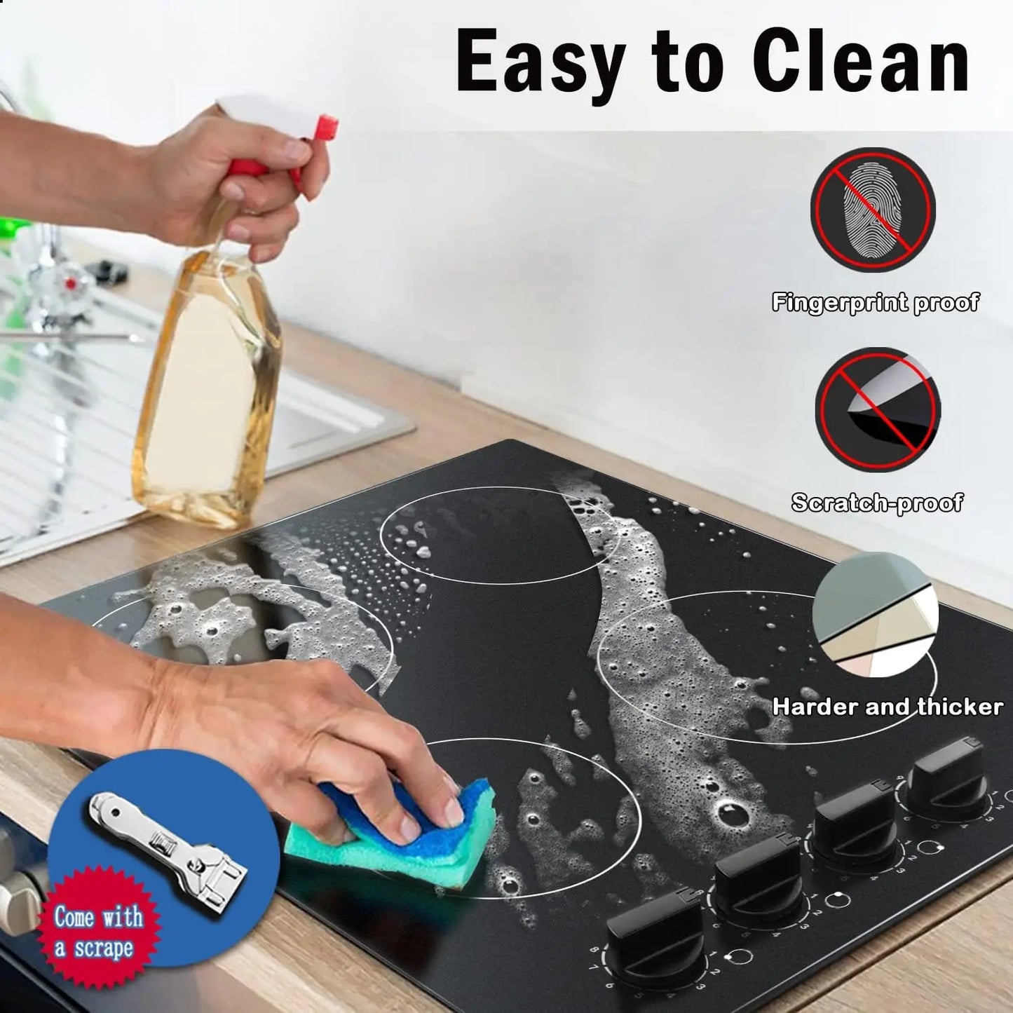 Karinear 4-Burner Electric Cooktop 24" – 6000W Built-in Induction Hob