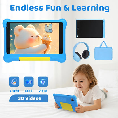 URAO 7" Kids Learning Tablet Bundle – Android 13, 5GB+32GB, Headphones, Stylus, Bag, Parental Controls