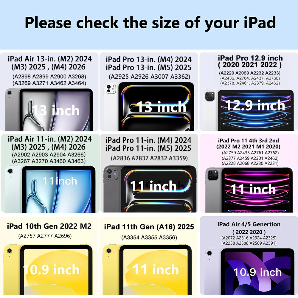 SZEGYCHX 720° Rotating iPad Case | PU Leather | Magnetic | Fits Pro, Air, Mini, iPad 7–11th Gen