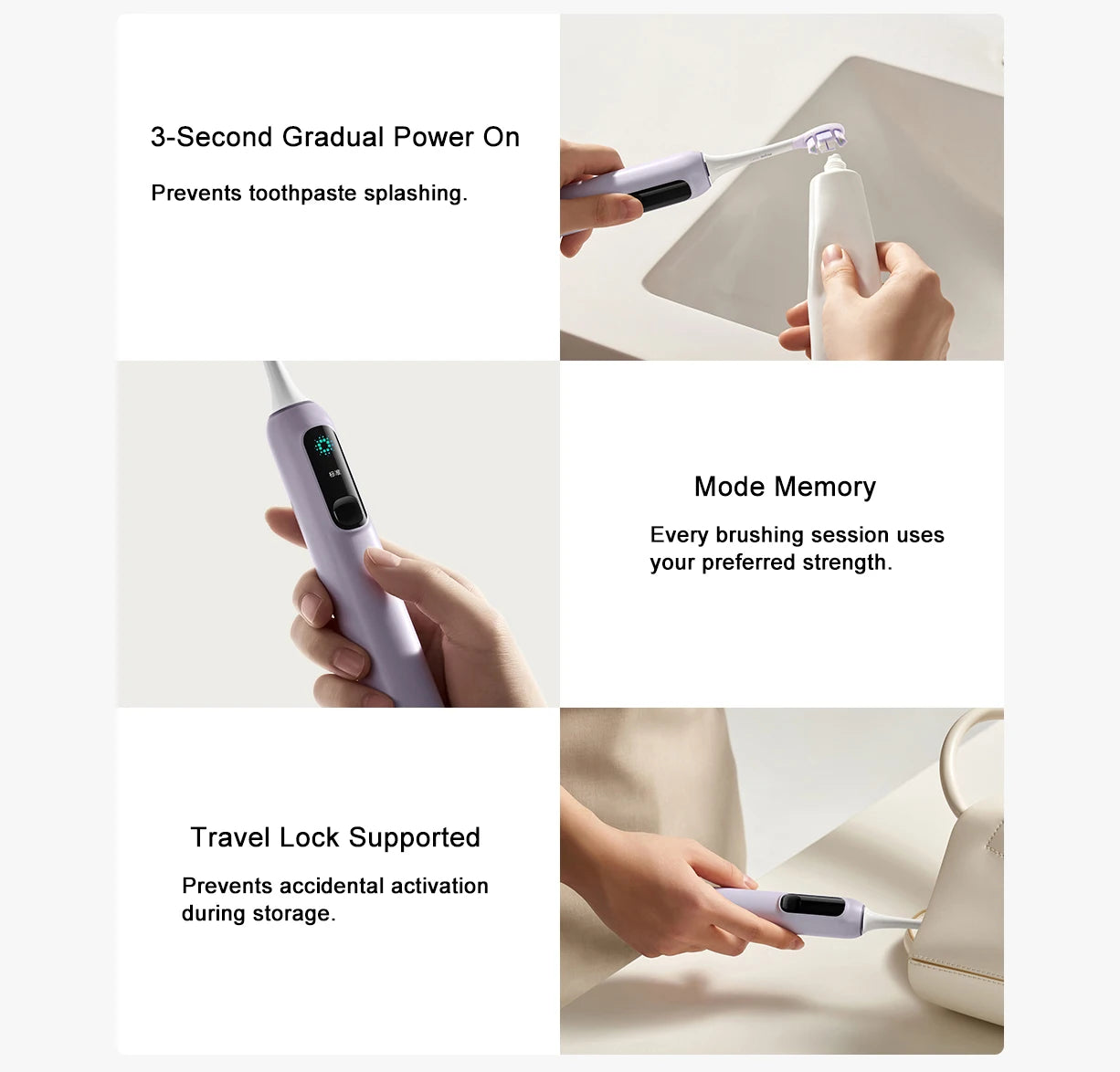 MIJIA Sonic Electric Toothbrush Pro – Smart 4 Modes, LED Screen, Travel Lock, IPX8, Long Battery Life