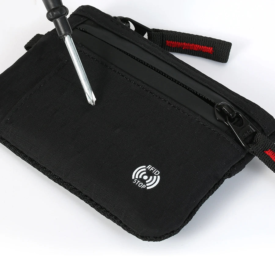 RFID Blocking Nylon Card Holder with Carabiner & Coin Purse