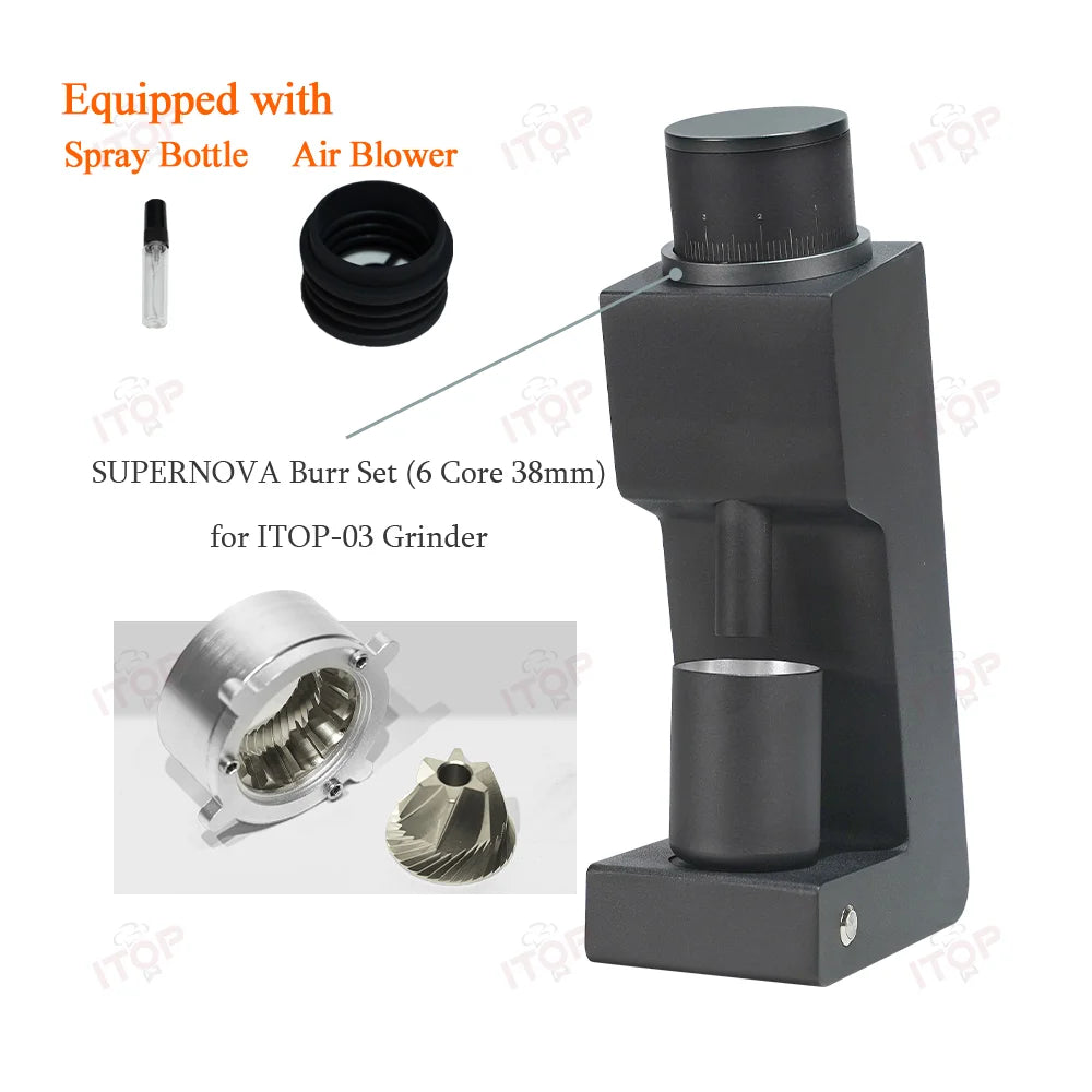 ITOP 03 Electric Coffee Grinder – 48mm Flat Burr, 7-Core, Espresso & Filter | 110V / 220V
