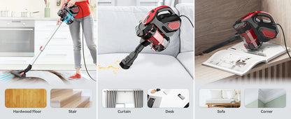 INSE I5 corded vacuum cleaner with 600W motor, handheld and stick design, powerful 18Kpa suction for home and pet hair cleaning