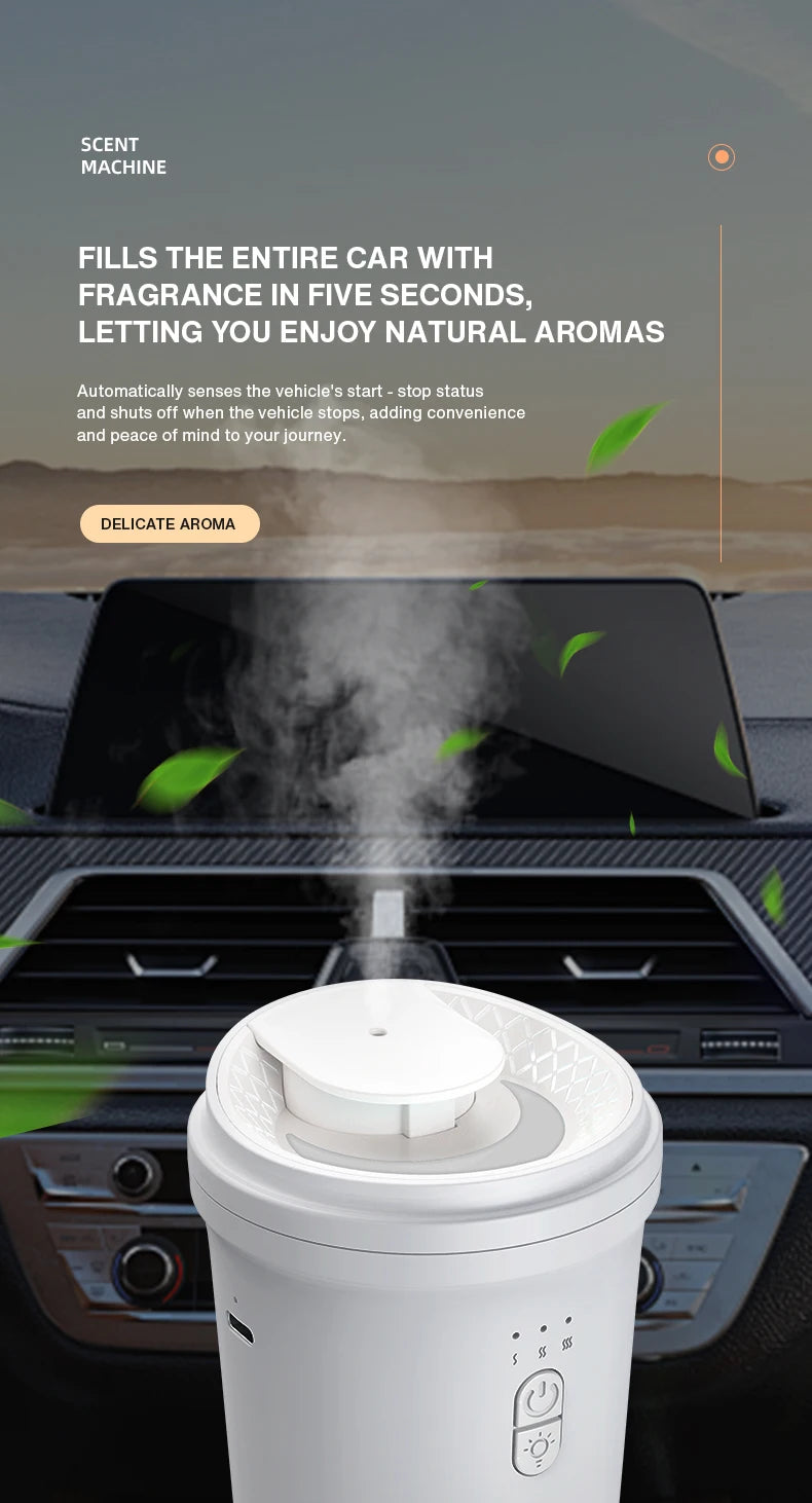 Namste Car Air Freshener | 50m³ Waterless Aroma Diffuser | Essential Oils | Aluminum | USB-C | Black