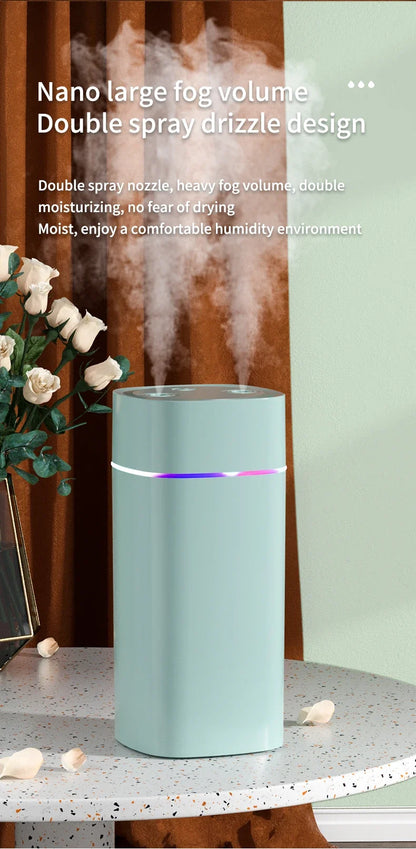 Air Humidifier Double Spray – Aromatherapy, Colorful LED, Heavy Fog, Mute