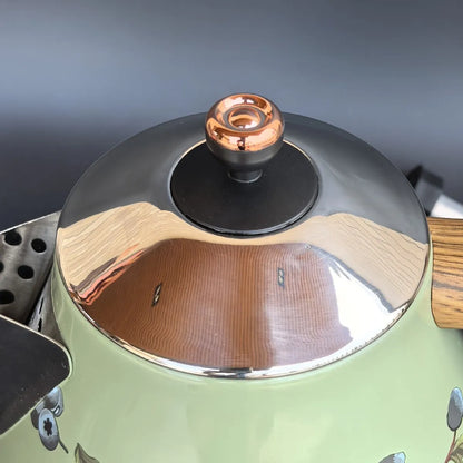 Vintage Wooden Grain Electric Kettle – 1.7L, 304 Stainless Steel, Temperature Control, 220V