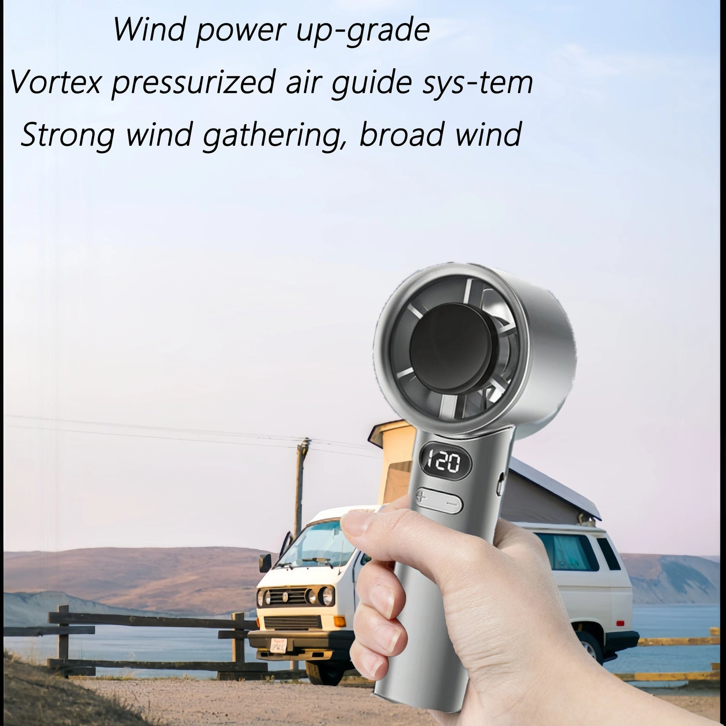 Portable Mini Personal Fan – 120-Speed Digital Display & Ice Cooling