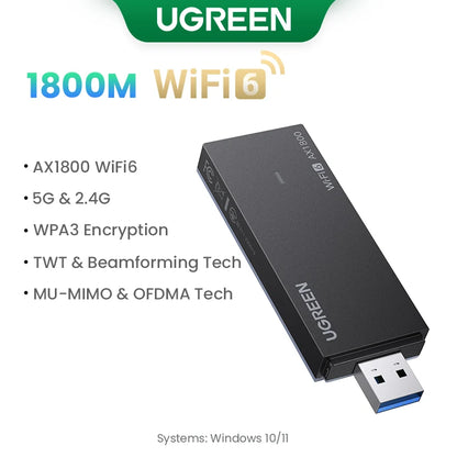 UGREEN USB WiFi Adapter | AX900 / AX1800 / AXE5400 | WiFi 6/6E | Dual Band 2.4GHz & 5GHz