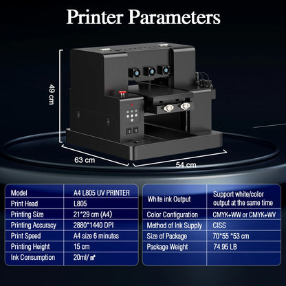 A4 UV Flatbed Printer for Epson L805 – Phone Cases, Bottles, Acrylic, PVC, UV DTF Stickers
