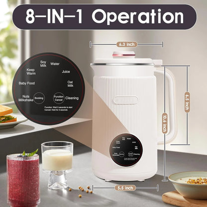 8-in-1 Automatic Nut Milk Machine & Coffee Maker – 40oz, Self-Cleaning, Delay Start, Keep Warm
