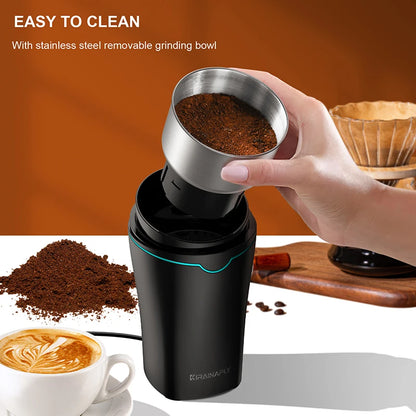 KIRAINAFLY 300W Professional Coffee & Spice Grinder – Removable Stainless Steel Cup