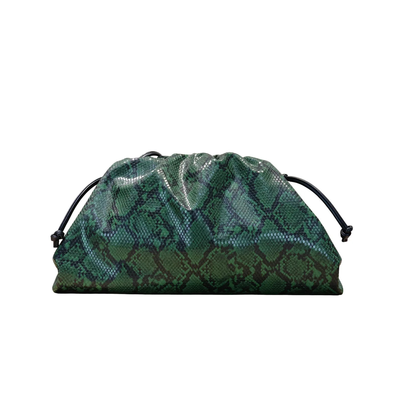 Ruched Snake Pattern Dumpling Shoulder Bag