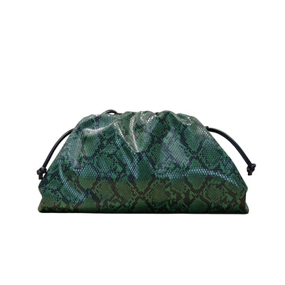 Ruched Snake Pattern Dumpling Shoulder Bag
