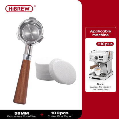 HiBREW Bottomless Portafilter 51mm / 58mm | Filter Basket | H10A / H10B / H7A / H10 Plus / H11 / H13 Compatible