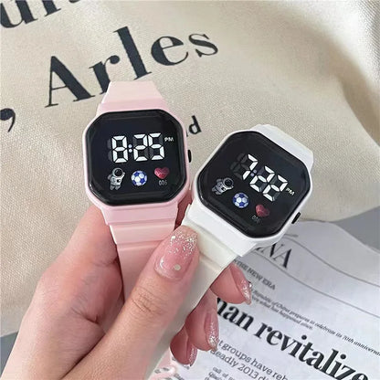 Kids LED digital sports watch with football design, silicone strap, suitable for boys and girls, by R.E.D. Shopping