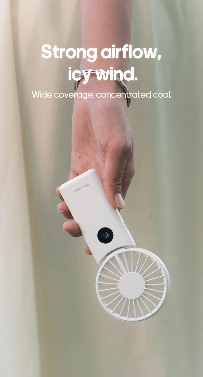 Portable Folding Handheld Fan 1800mAh – 4-Speed with LED Display