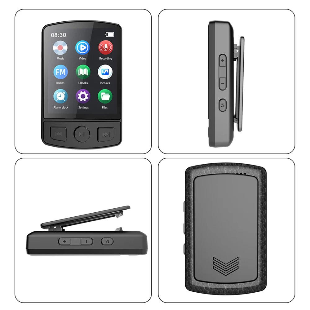 Portable Bluetooth 5.2 MP3/MP4 Music Player – 1.8" Screen, FM Radio, E-Book, Recorder, Clip Sport Walkman