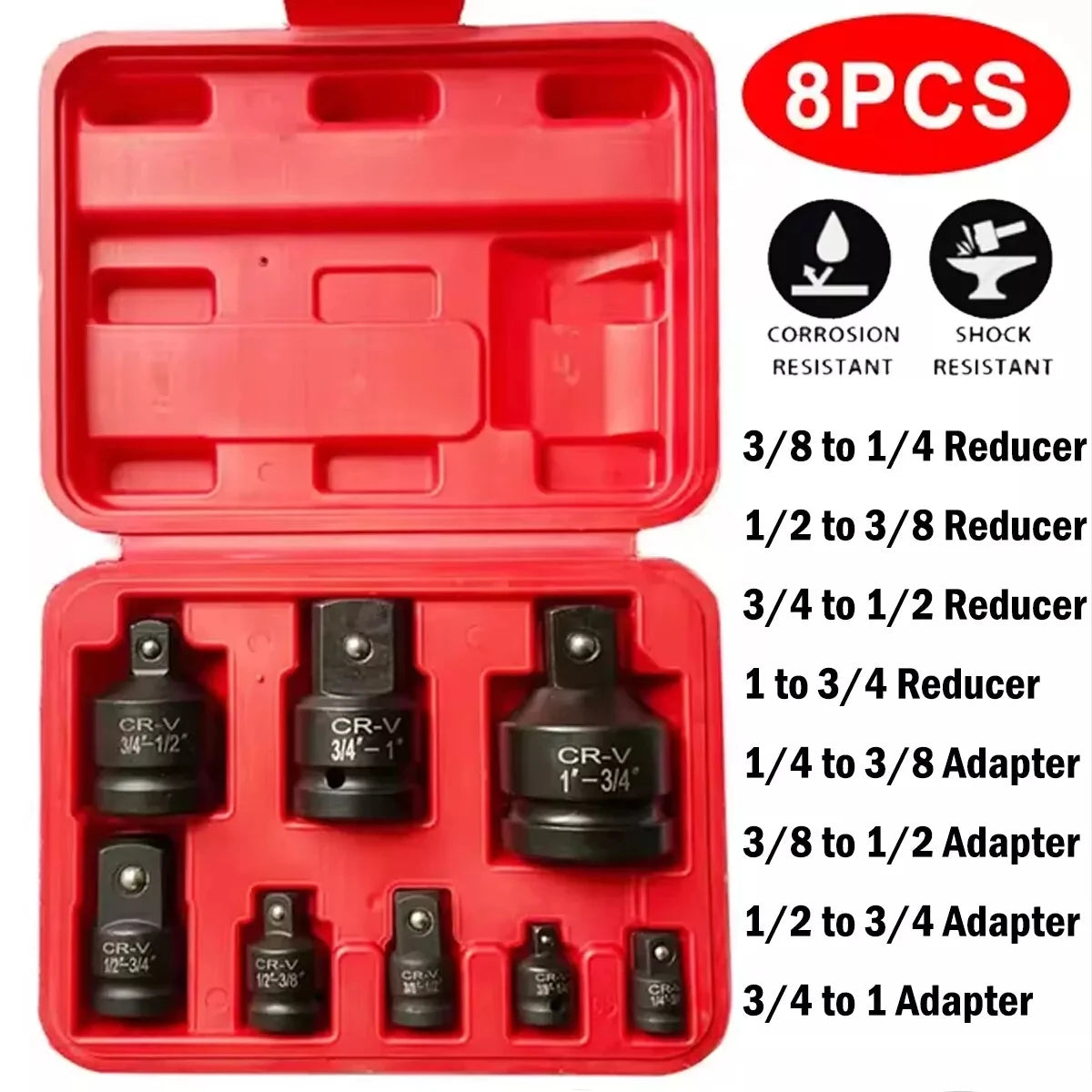 8-Piece Impact Socket Adapter Set – CR-V Drive Converter Kit