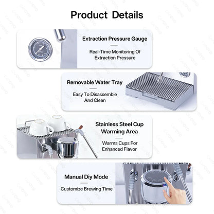 CAFOVO E120 Semi-Automatic Espresso Machine | 20 Bar | Steam Wand | EU 220V
