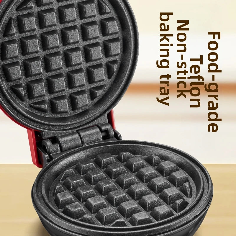 Mini Electric Waffle Maker – Double-Sided Heating, Sandwich & Breakfast Maker | Round & Heart Shape | US/EU/UK
