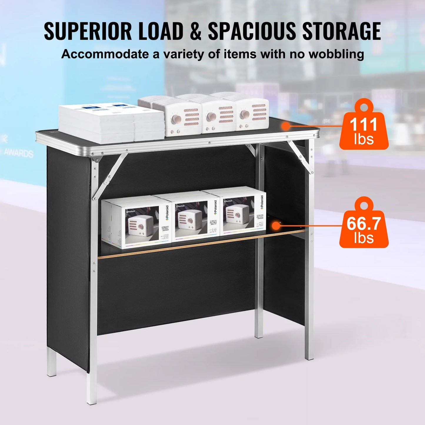SucceBuy Portable Folding Bar Table | Trade Show Podium with Carrying Case