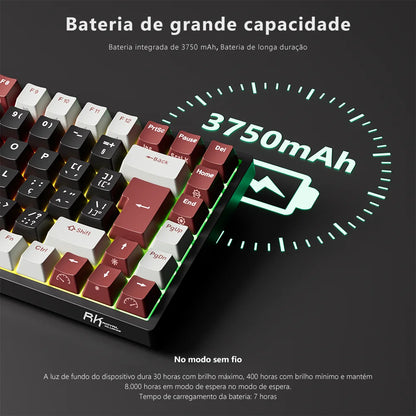 RK Royal Kludge RK84 Wireless Mechanical Keyboard – 84 Key, Hot-Swap, BT5.0/2.4G/USB-C, RGB