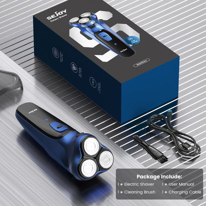 Sejoy 3D Floating Electric Shaver for Men – Triple Blade, Wet/Dry, 85min, Fast Charge