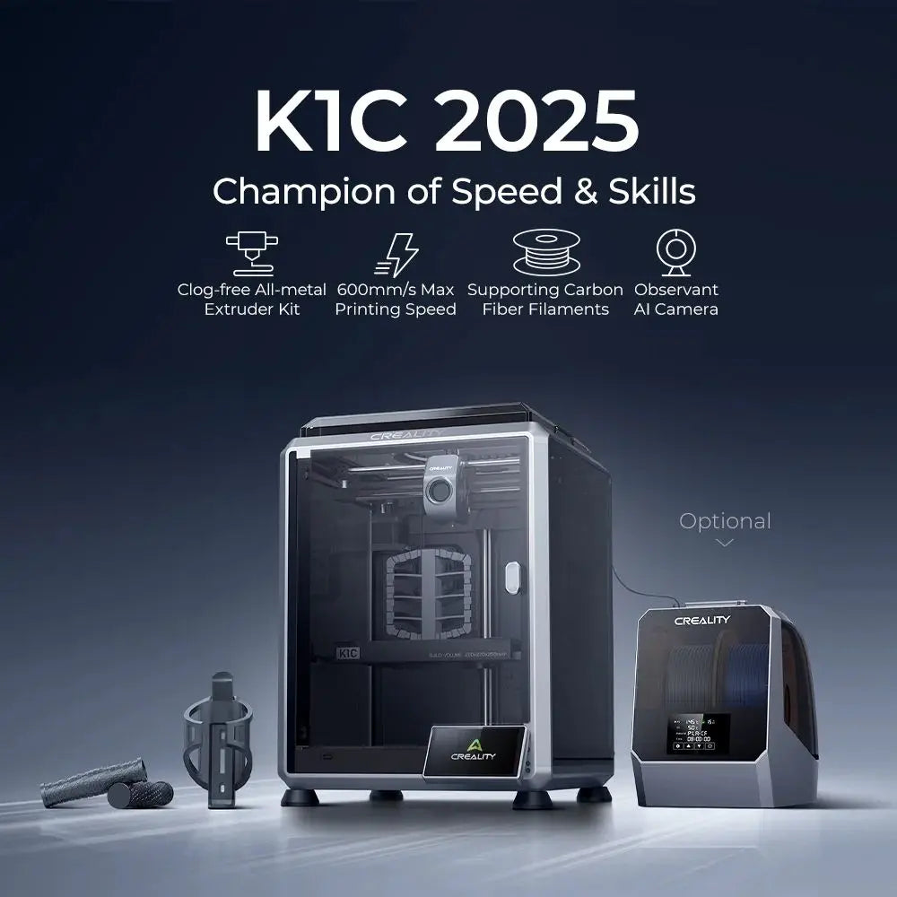 Creality K1C 3D Printer 2025 – 600mm/s, 0.1mm Precision, 300°C Nozzle, AI Camera, Auto Calibration