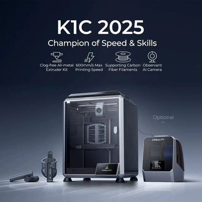 Creality K1C 3D Printer 2025 – 600mm/s, 0.1mm Precision, 300°C Nozzle, AI Camera, Auto Calibration