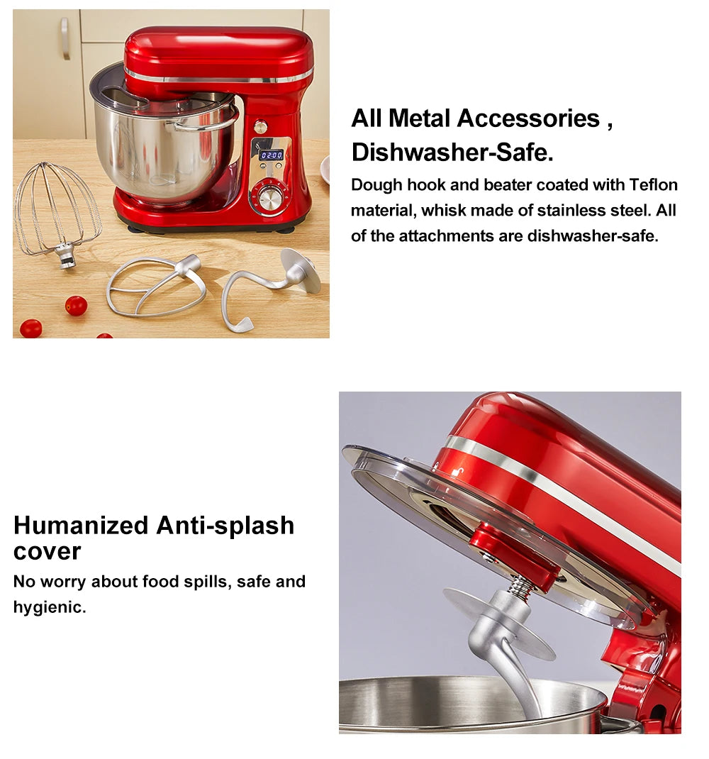 BioloMix BM601 1200W Kitchen Stand Mixer – 6L Stainless Bowl, 6-Speed, Quiet DC Motor