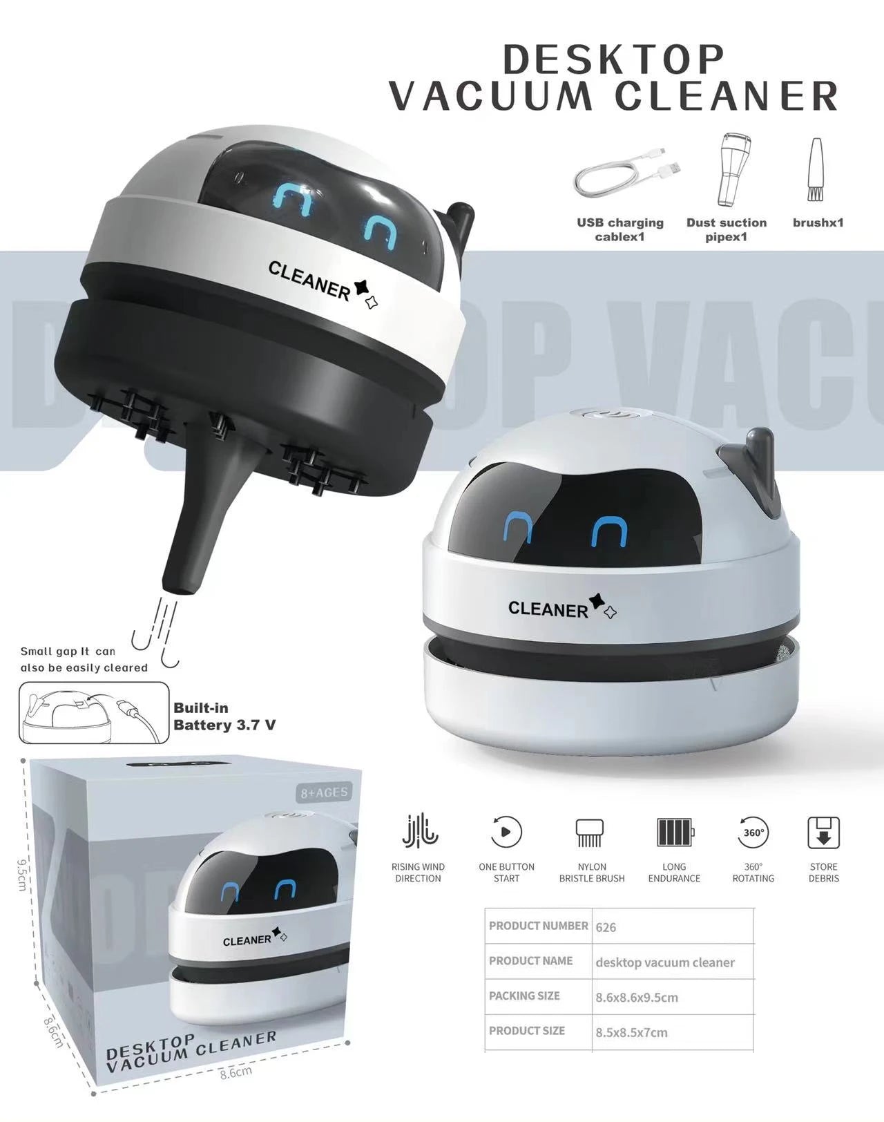 Red R.E.D. Shopping USB electric desktop vacuum cleaner with a compact design for cleaning keyboards and car interiors.