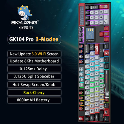 SKYLOONG GK104 Pro Full-Size Wireless Mechanical Keyboard – 104 Key, Hot-Swap, RGB, Macro Knob