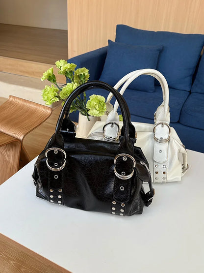 NIGEDU Rivet PU Leather Shoulder Bag