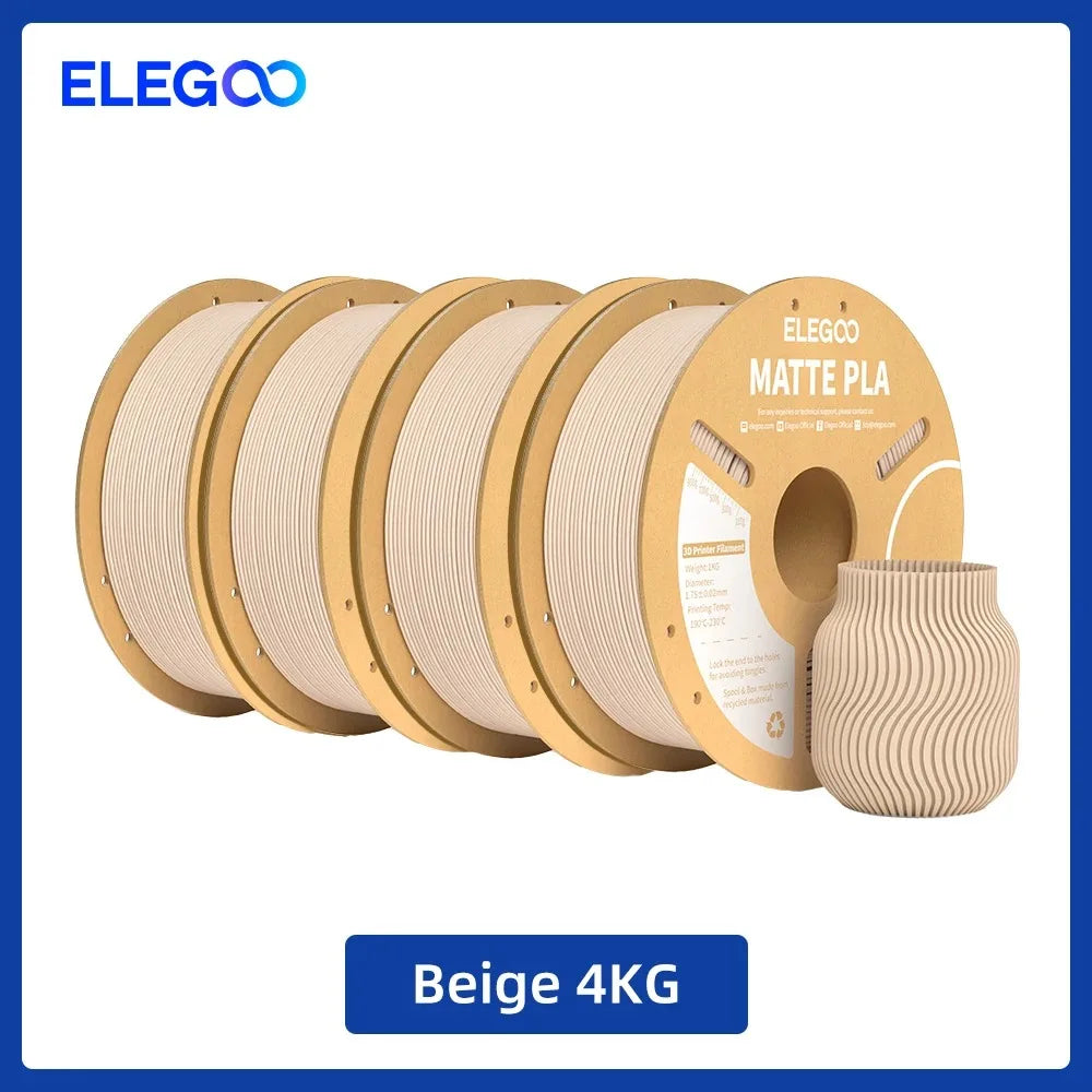 ELEGOO Matte PLA Filament 1.75mm 1KG – +/-0.02mm Accuracy, Cardboard Spool